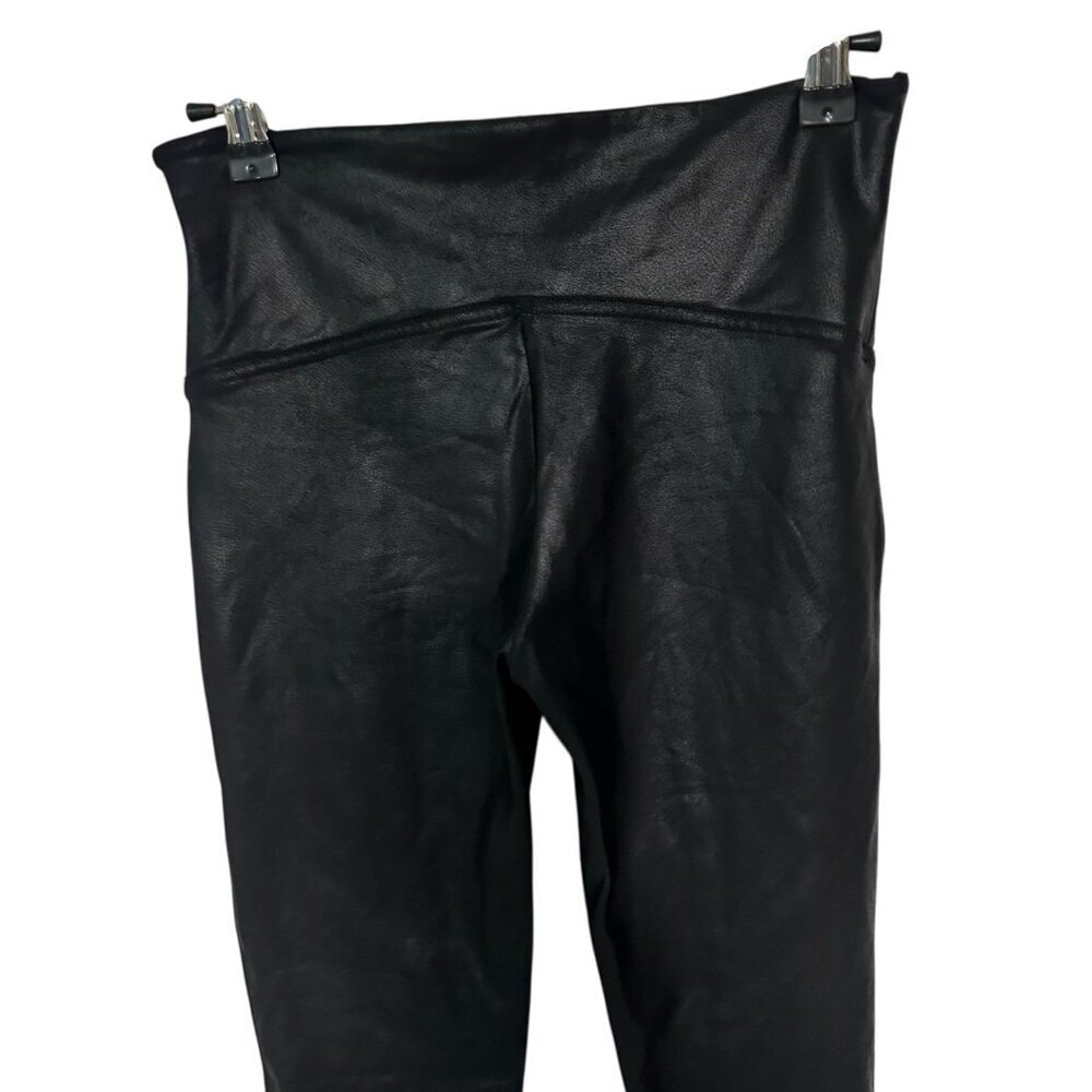 Spanx Women's Faux Leather Leggings Size Medium Black Stretch Moto - Picture 5 of 11